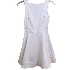 Polo Ralph Lauren Fit & Flare White Pleated Sleeveless Preppy Stretch Dress Zero